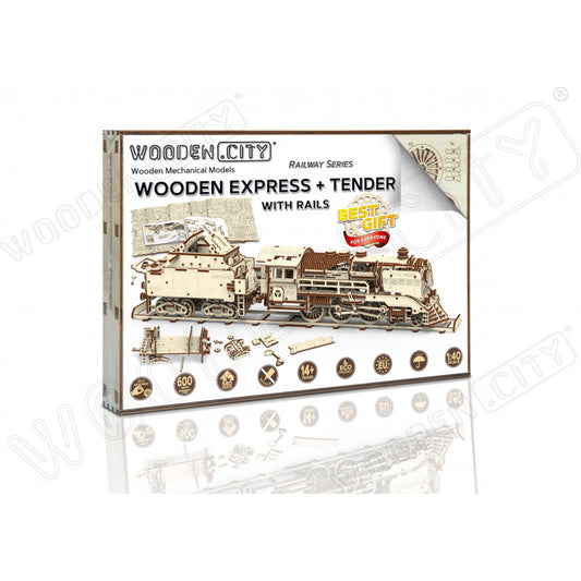 Expres cu vagon pe sine - puzzle mecanic 3D, Wooden.City [ps:509ee1df-f669-4218-a98c-c9ccfe684e18]