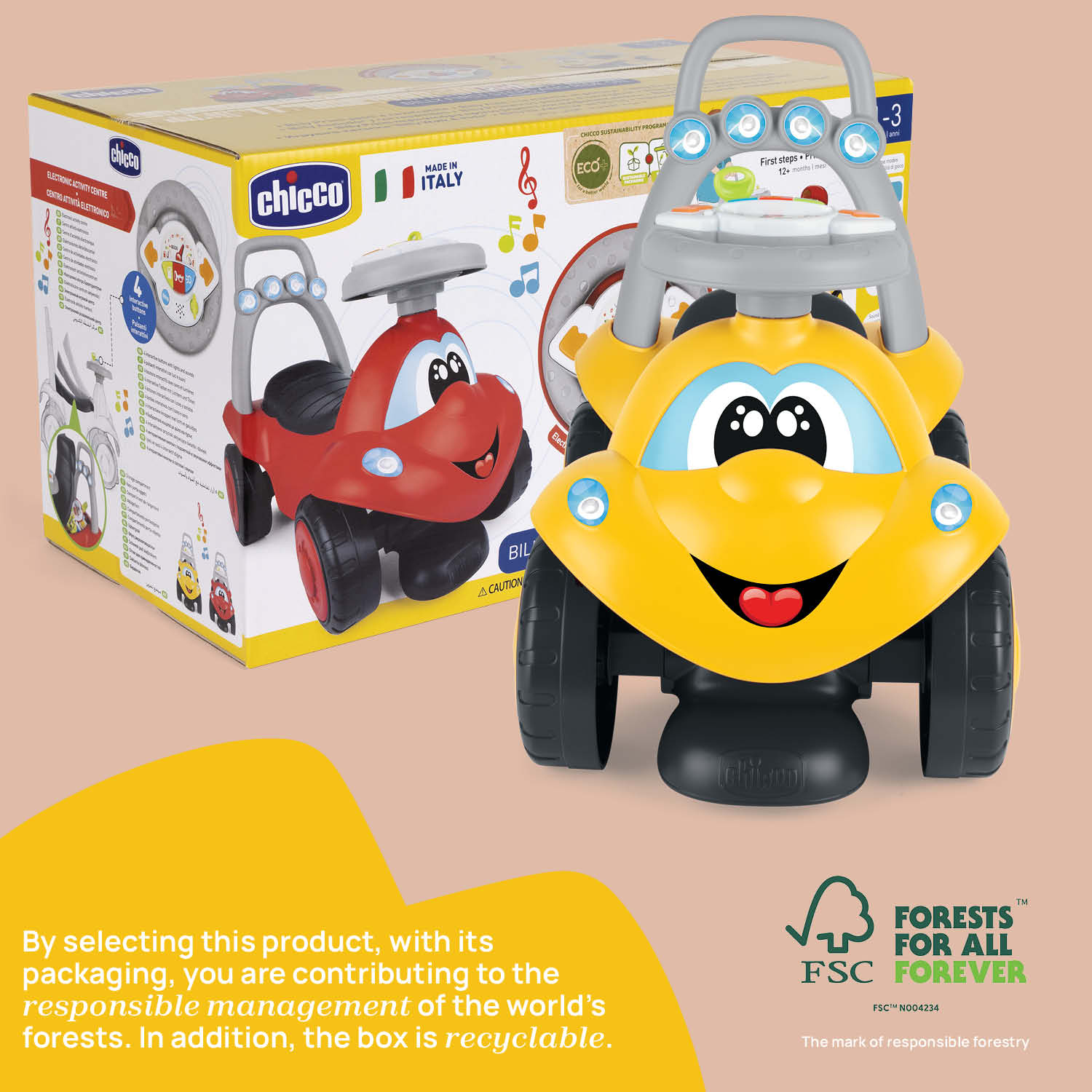 Masinuta copii Chicco Billy Walk and Ride 2 in 1, - Galben (5) [ps:7b55a54e-0a1e-4da0-be54-cbd6e0355b0d]