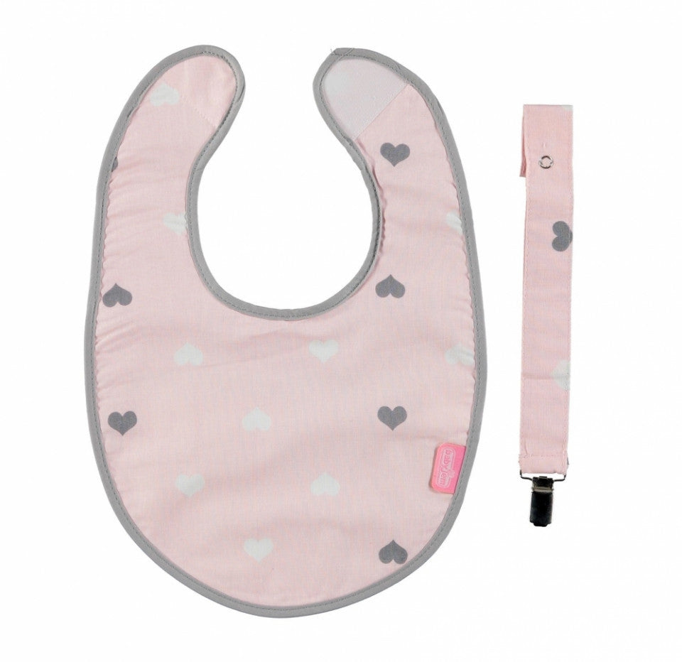 Baveta cu suport pentru suzeta BabyJem (Culoare: Gri) - Roz [ps:fce3e5aa-f3e7-41b6-8d84-00d4028c3962]