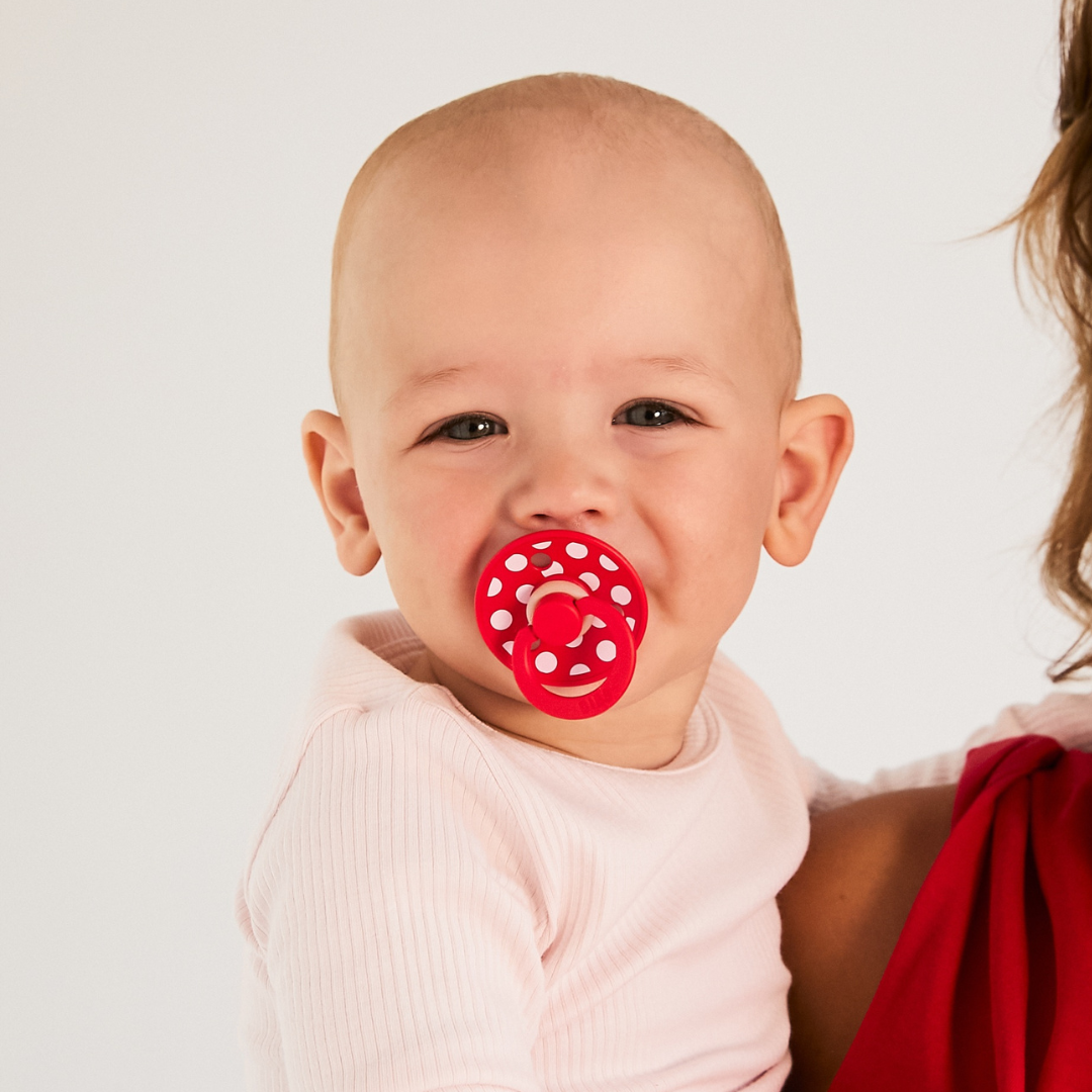 Set 2 Suzete BIBS Colour Studio Polka Dots, 0 luni+ | - Blossom/Candy Apple (5) [ps:66b6b2dd-e225-4bb5-bc25-bd742735d8a7]