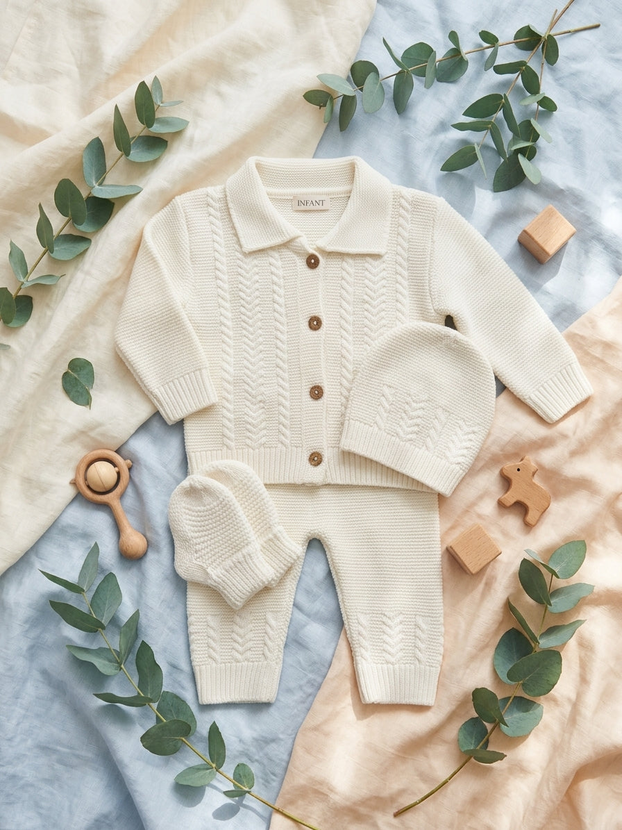 Set Tricotat Bebeluși Roz 9-12 Luni - Brand INFANT - Bleu (5) [ps:064e511d-87ea-479e-be12-a3c418771f42]