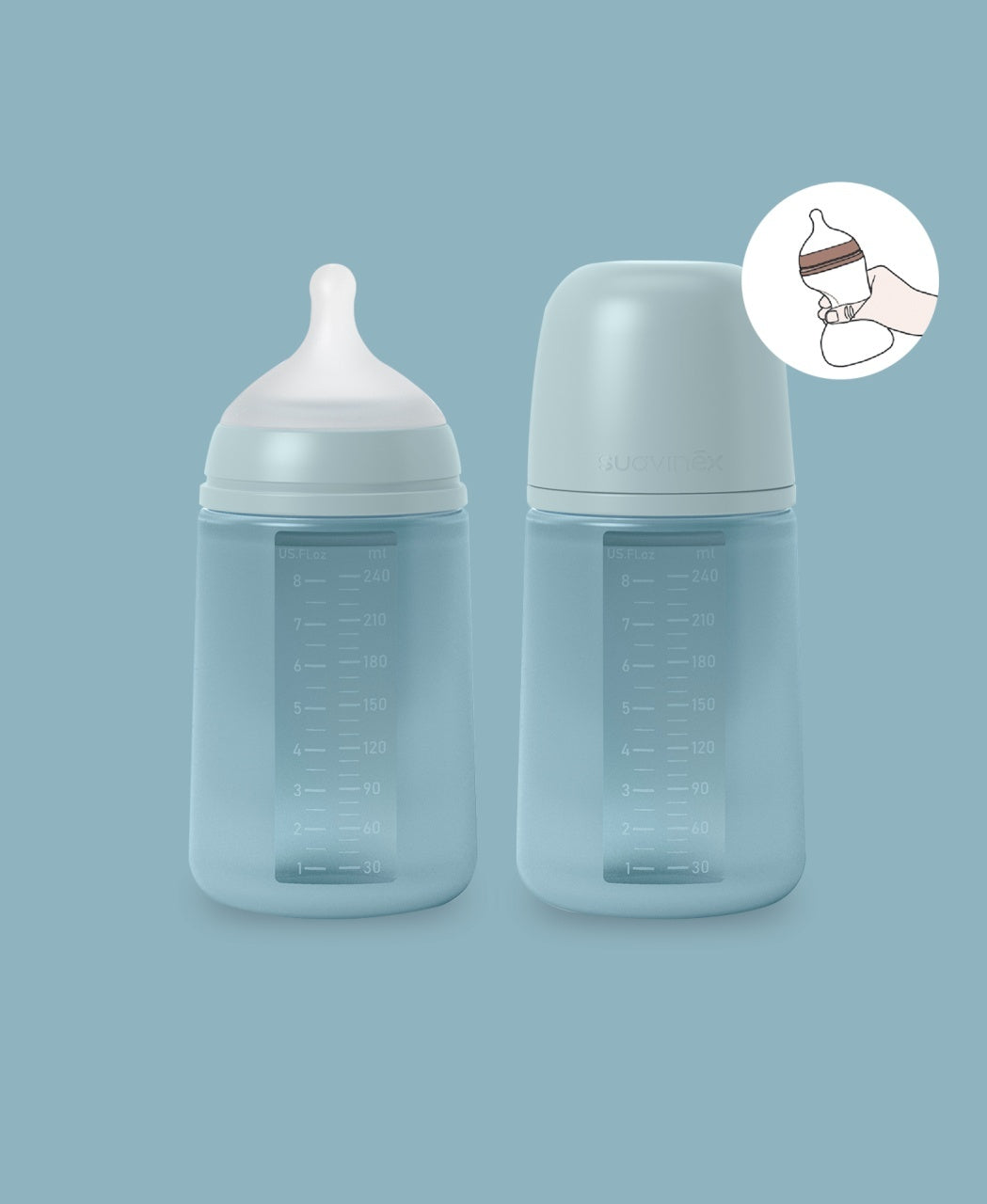 Biberon din silicon, 240ml, Colour Essence SX Pro debit mediu, albastr - Imagine 3 [ps:654ccbbc-8dc9-41f6-b9ac-5fad0ee9b747]