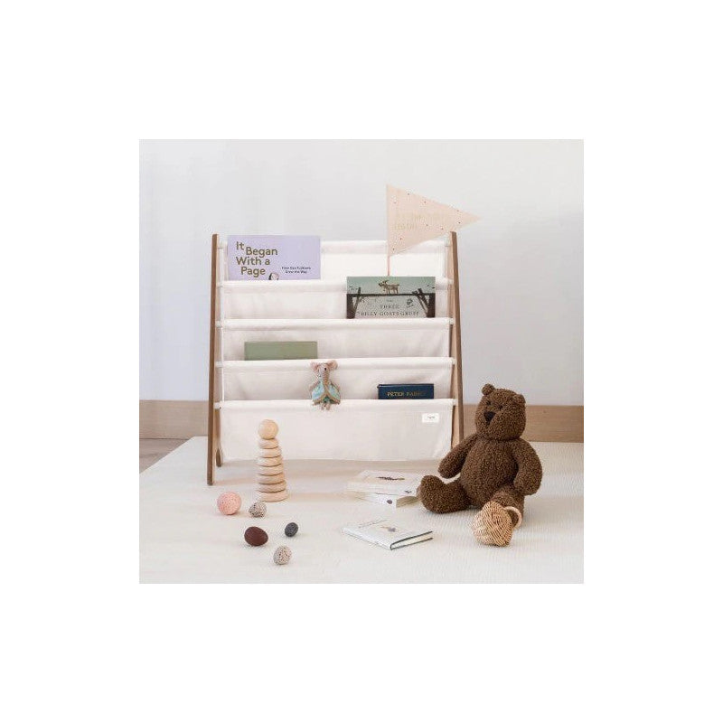 Raft organizator de carti pentru copii, material reciclat Cream, 3 Sprouts [ps:5a561aa9-de8c-4dd1-a6ed-99454aaec9d9]