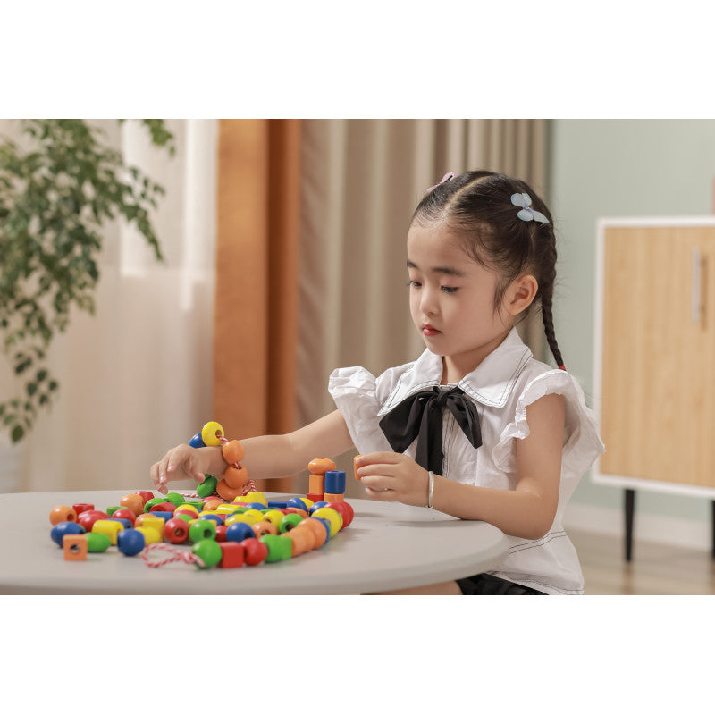 Set 90 de margele din lemn de insirat, Viga [ps:b323e15d-22d1-4e93-b890-f853a6b44ca0]