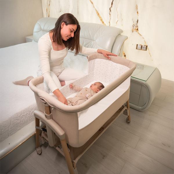 Pătuț Pliabil Co-Sleeper Lorelli Millie, Beige, 0 luni+ - Grey (5) [ps:db10a125-23d9-4303-bde8-eeb7ab1187e9]
