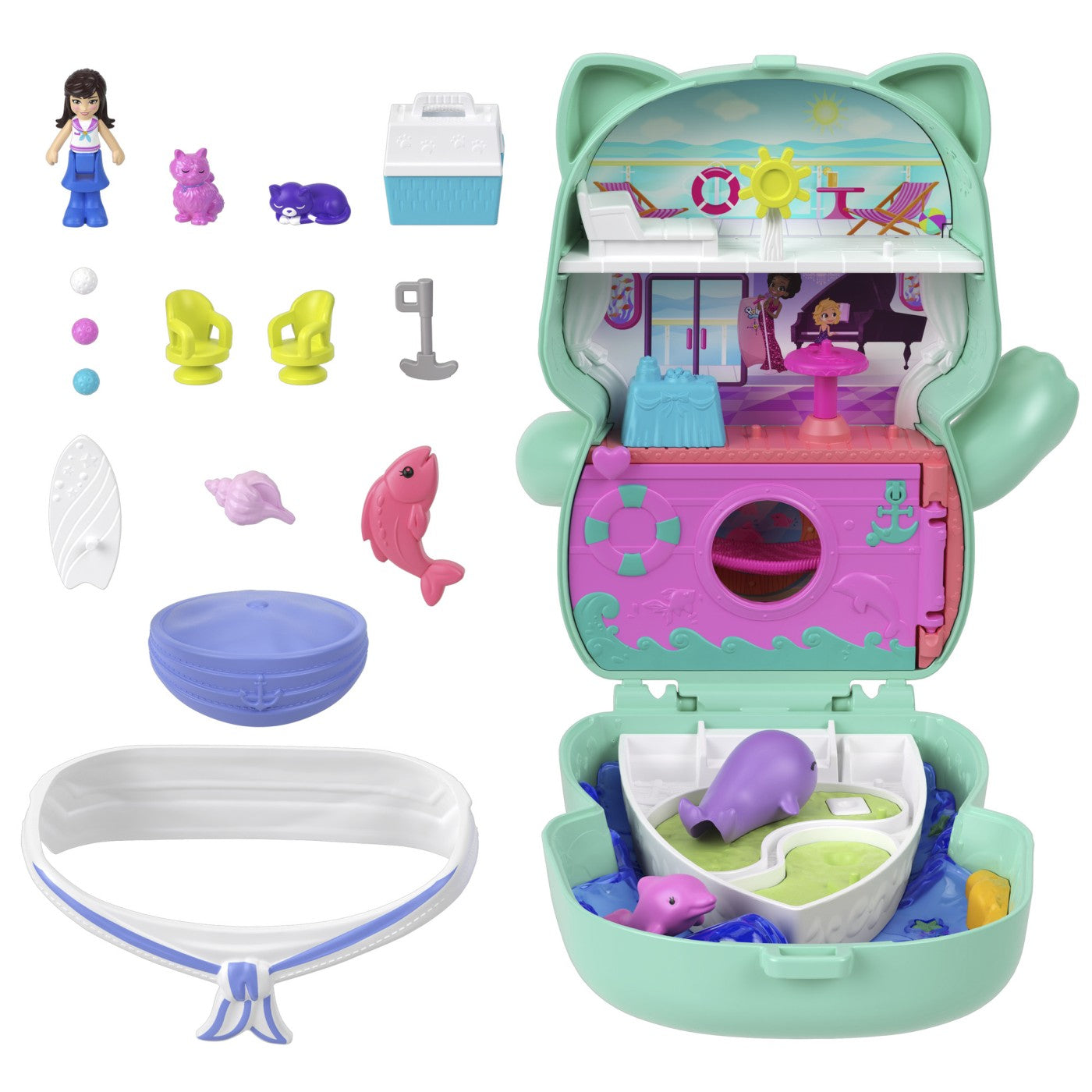 POLLY POCKET SET GENTUTA ANIMALUT PISICUTA MARINAR CU - Imagine 5