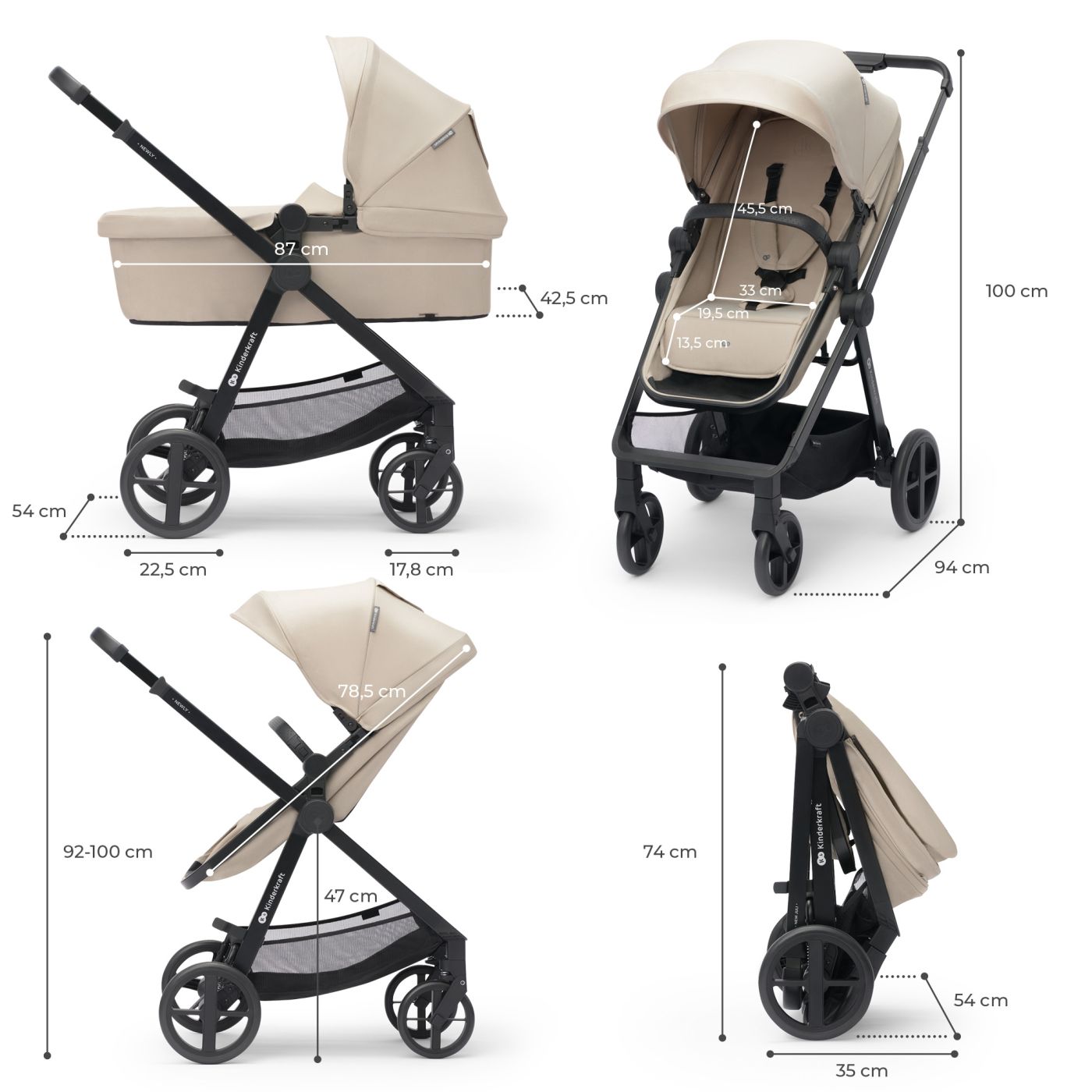 CARUCIOR KINDERKRAFT NEWLY, 3 IN 1, BEJ - Imagine 7 [ps:6221de28-2fe4-4a4d-8c86-fa9009e9e4ee]