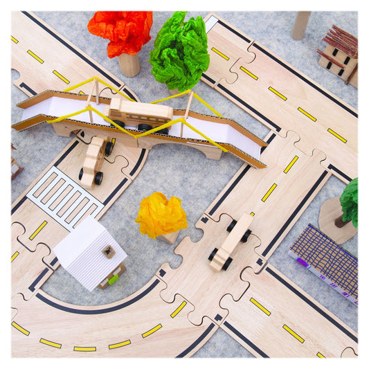 Traseu Auto din Lemn Roadway Guidecraft, 42 Piese - Default Title (5) [ps:3ead8718-d518-4b05-b5e9-4f7ce779b4ba]