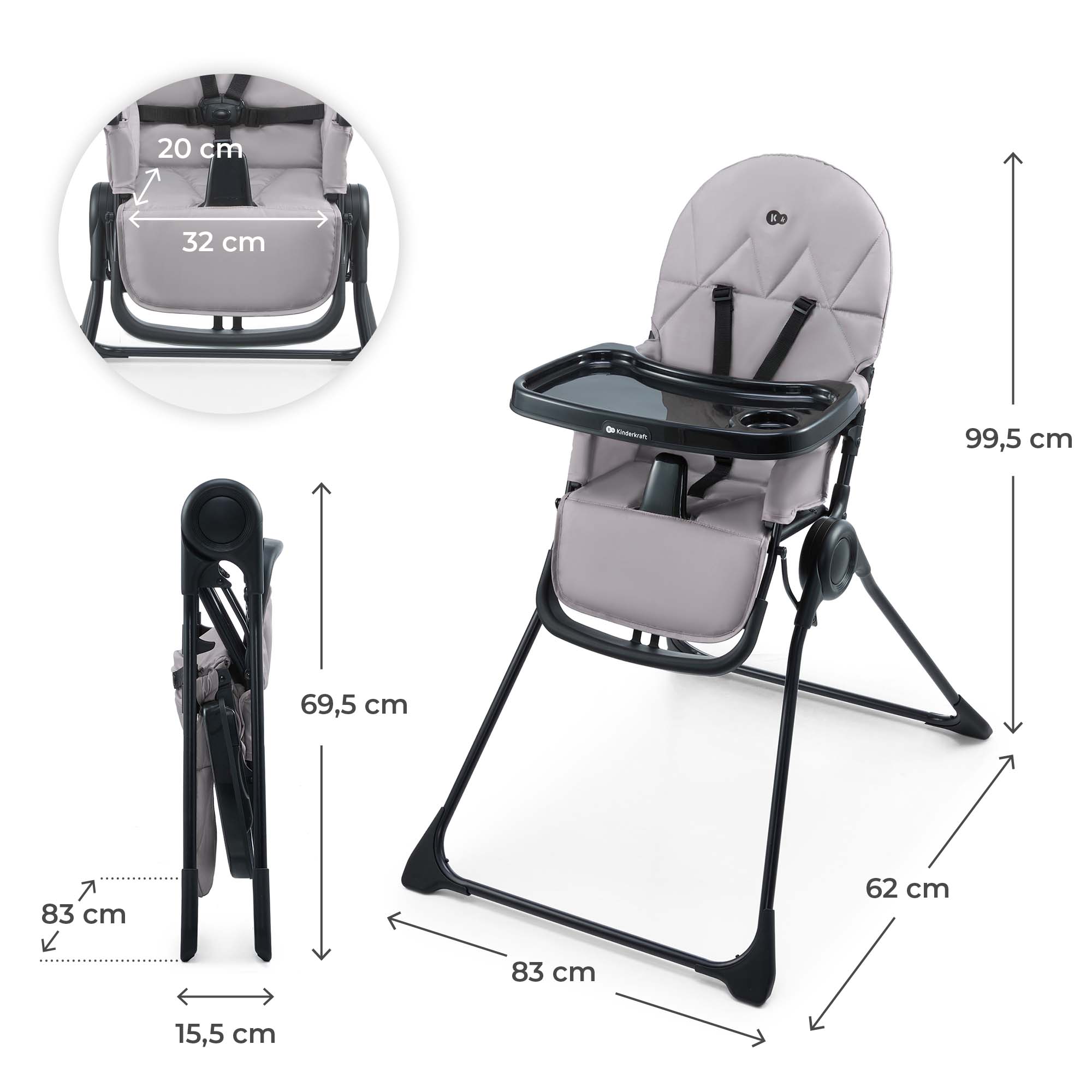 SCAUN DE MASA KINDERKRAFT BINCI, GREY [ps:a65f1197-93a7-4f97-a6fc-4545b5fccb6e]