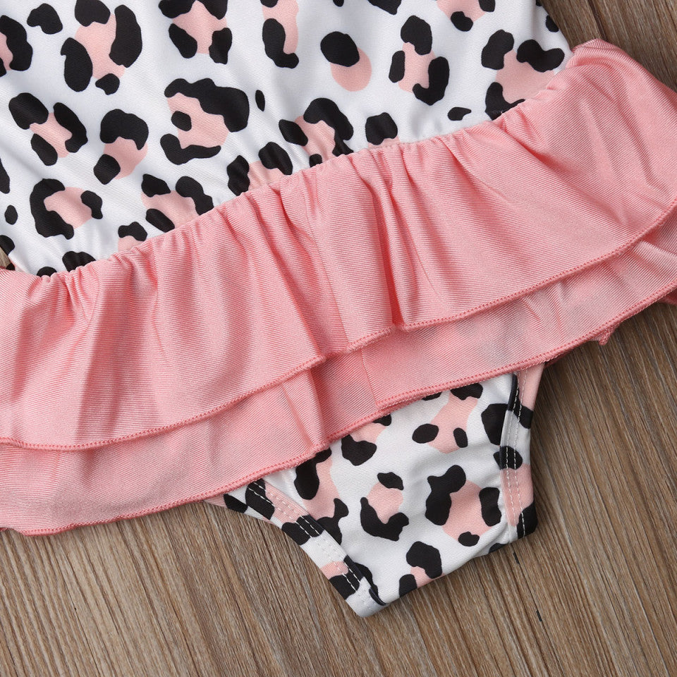 Costum de baie leopard roz cu volan Drool (Marime: 140) [ps:655883c2-6135-4151-bc7b-11ed843a06f0]