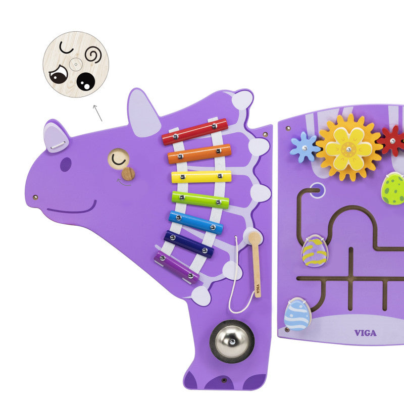 Jucarie de perete cu activitati - Dinozaur Triceratops, Viga [ps:65c5e931-0116-4b33-a2b4-84718a36ae9d]