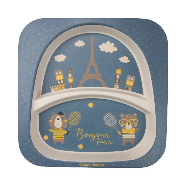 Canpol babies Set veselă 5 elemente BONJOUR PARIS rosu inchis (farfurie, bol, pahar, lingurita, furculita) 9/227_blu [ps:1f83f052-5157-4213-a88e-c52e6a968264]