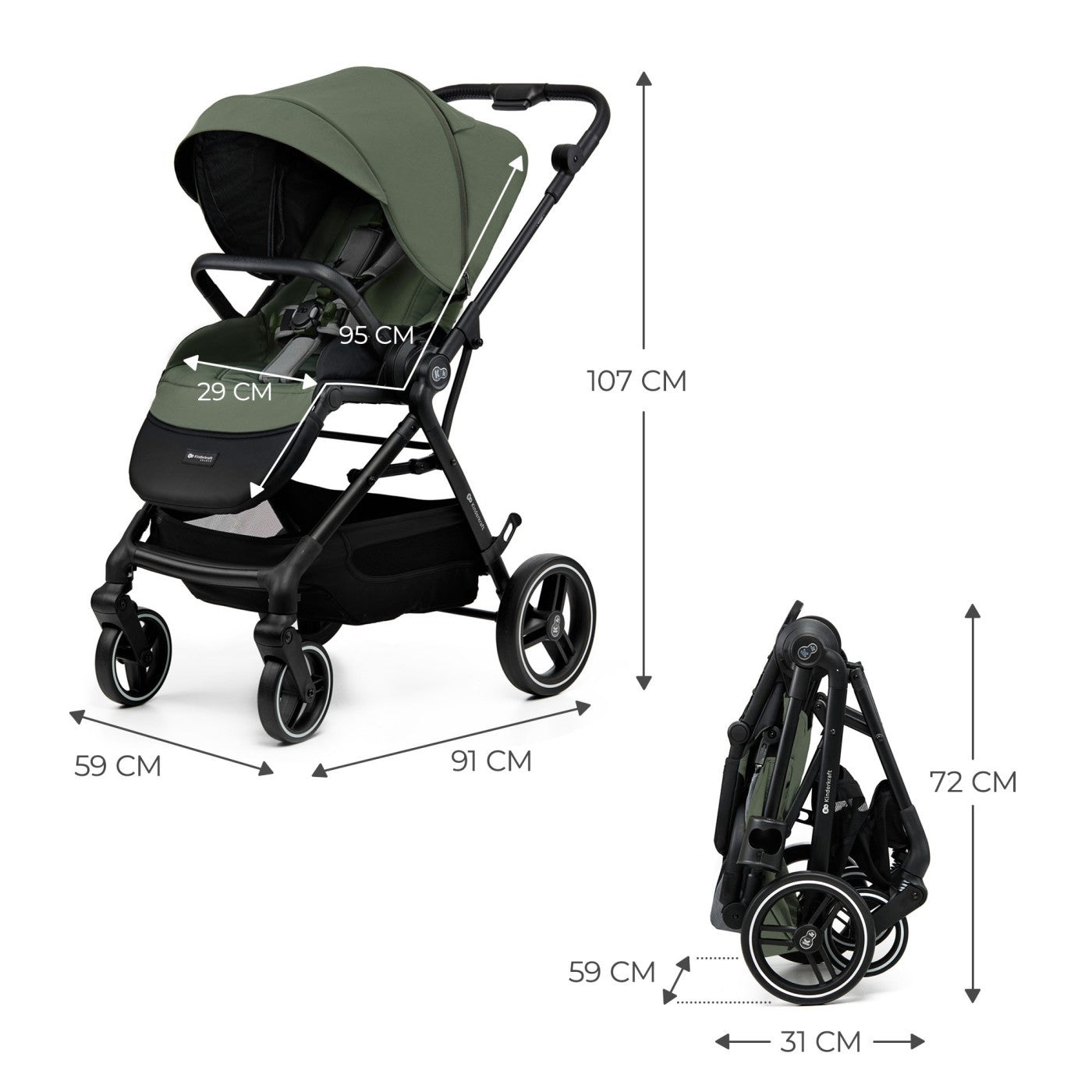CARUCIOR SPORT KINDERKRAFT YOXI, GREY - Verde
