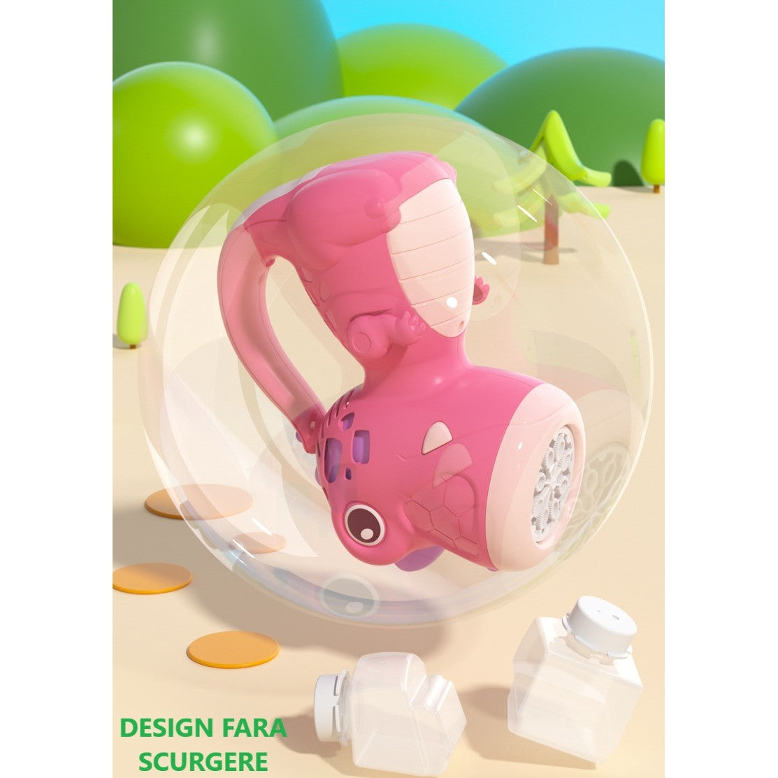 Jucărie Baloane de Săpun Dinozaur Flippy, Roz - Sunete și - Roz (5) [ps:d1ef51b4-5e54-4819-b168-4673784b0bc5]