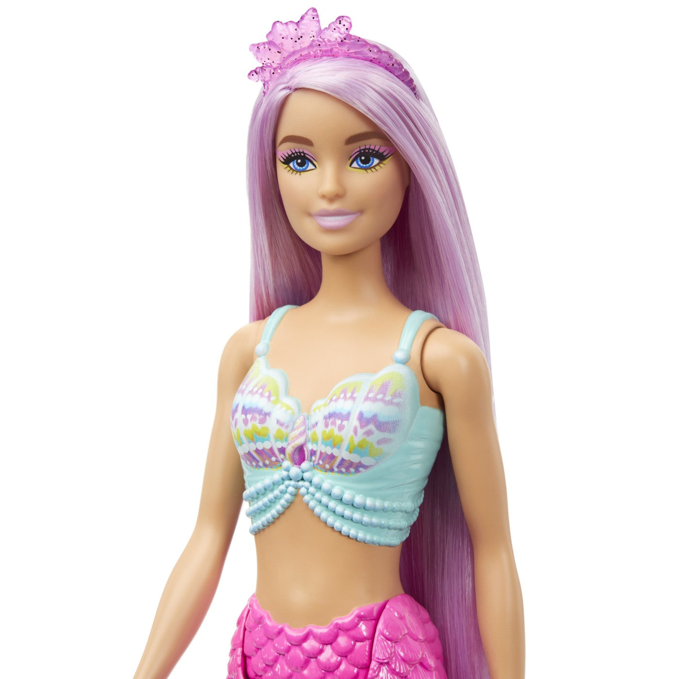 BARBIE PAPUSA SIRENA CU PAR MOV SI COADA ROZ Mattel - Imagine 5