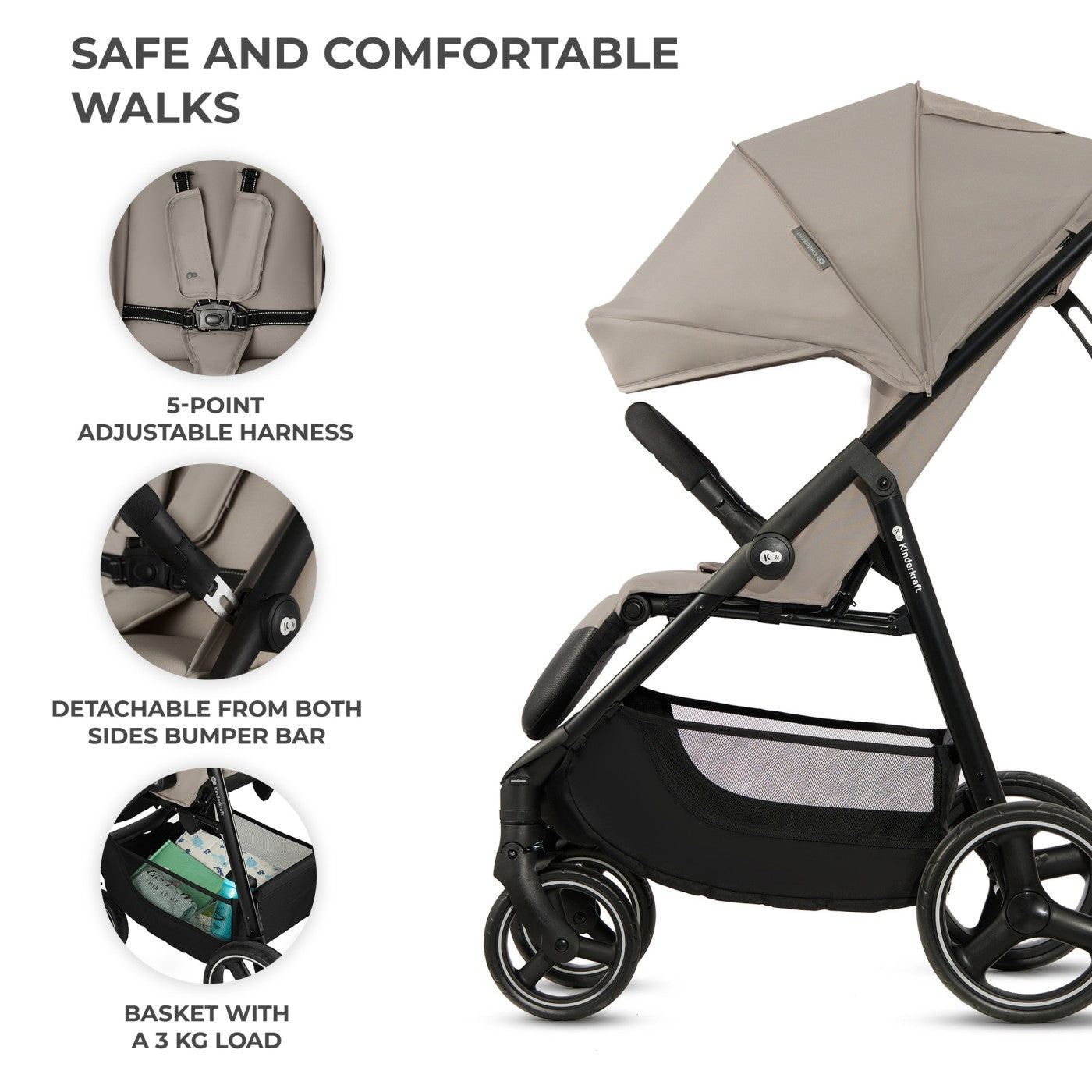 CARUCIOR SPORT KINDERKRAFT TRIG3 STONE BEIGE [ps:615ad7f7-228e-493c-8523-4f7d8db8fc76]