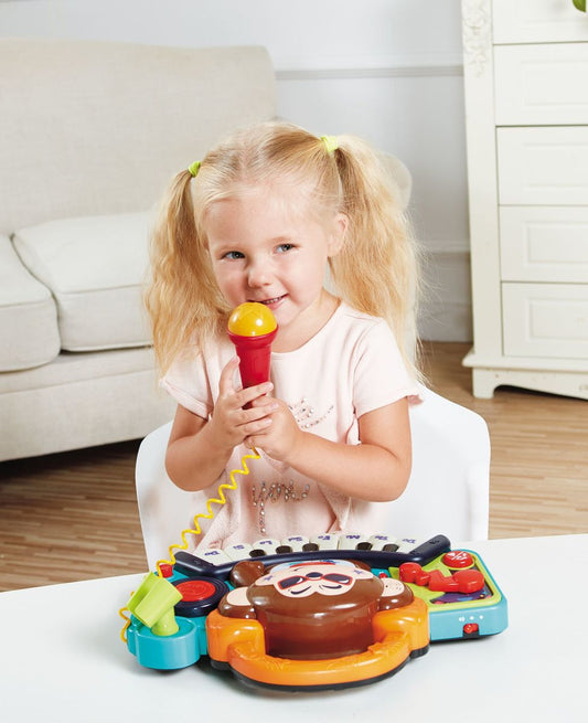 PIANINA BEBE MAIMUTICA DJ CU LUMINI SUNETE SI MICROFON - Imagine 5