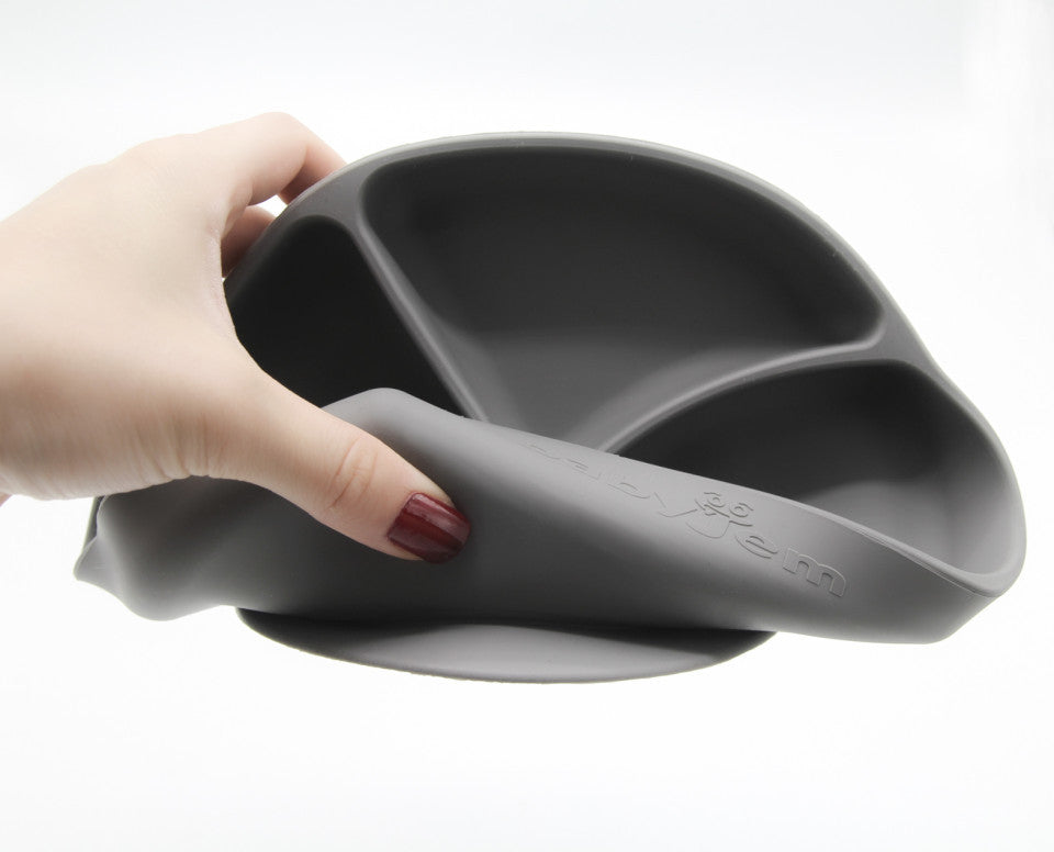 Farfurie din silicon cu 3 compartimente pentru - Gri