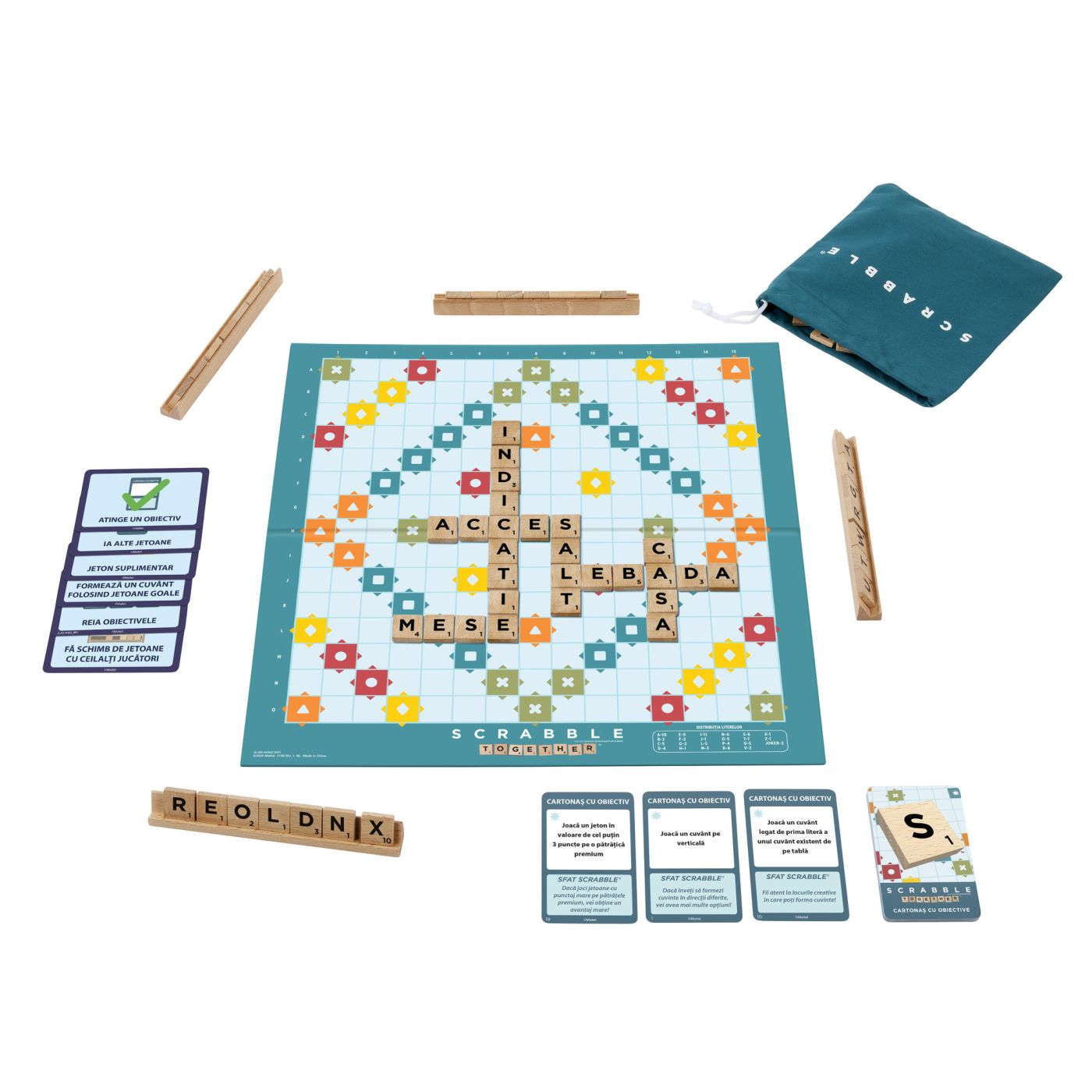 JOC SCRABBLE 2 IN 1 DIN LEMN IN LIMBA ROMANA Mattel - Imagine 5