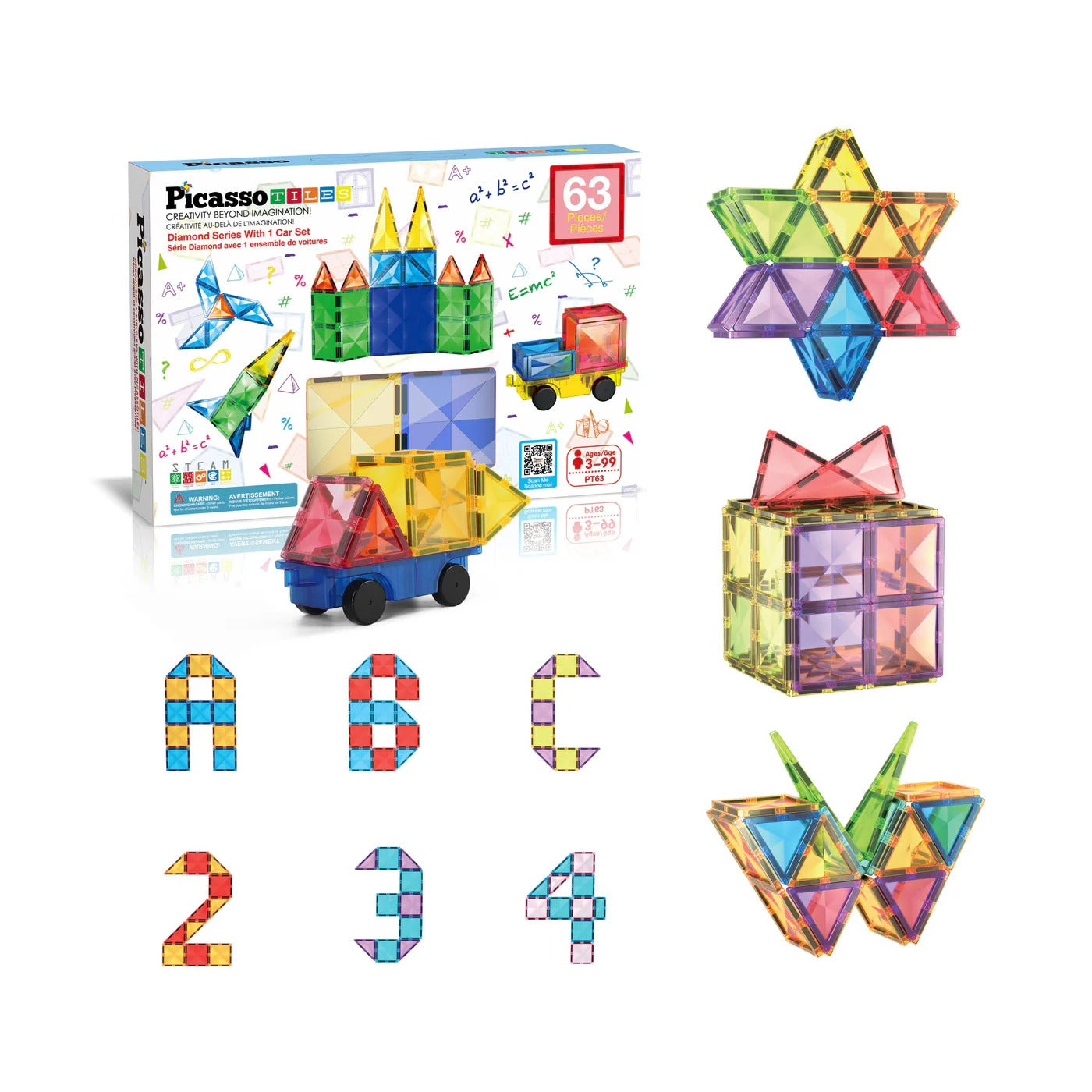 PICASSO TILES Diamond cu masinuta, magnetic, set de - Imagine 2 [ps:2916c8fe-23be-416f-b94a-8abbe0195e0b]