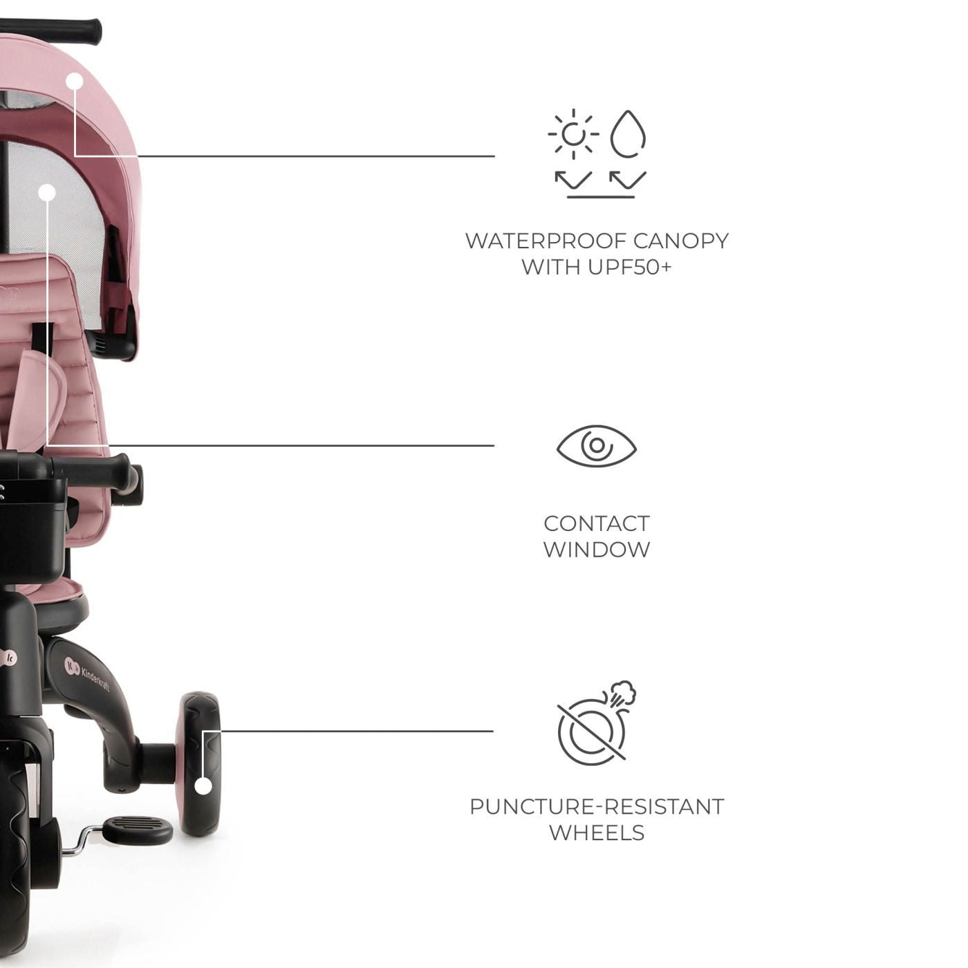 TRICICLETA KINDERKRAFT JAZZ 2, PINK - Imagine 5