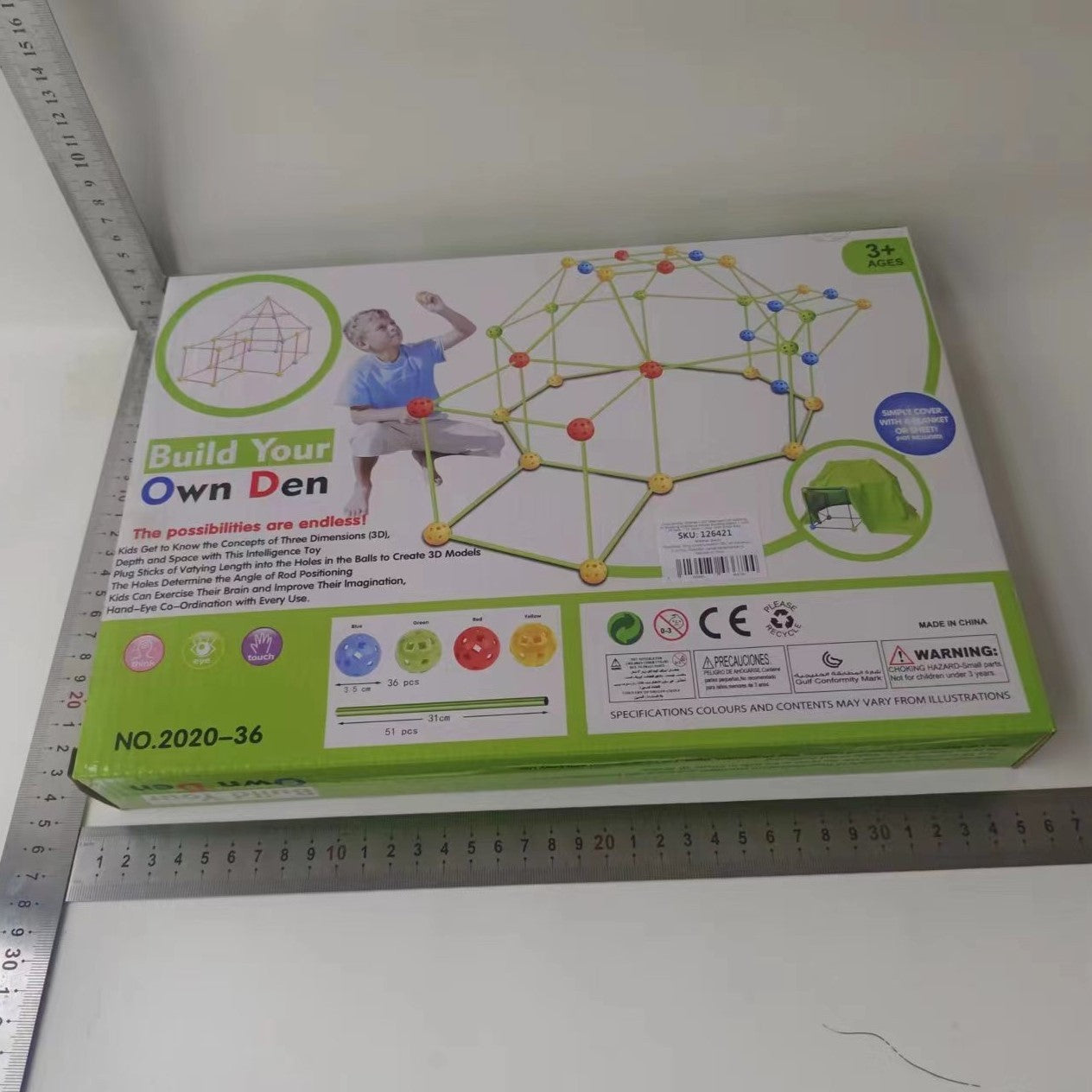 Kit Constructie Fort 3D Flippy, 36 Sfere si 51 Tije, Verde - Default Title (5) [ps:6358447f-2e67-48fb-9a02-279565a6d3d3]