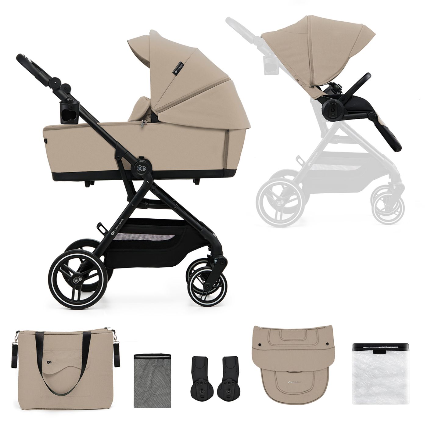 CARUCIOR KINDERKRAFT YOXI 2IN1, SAND BEIGE [ps:0434f62f-14cf-44d3-afee-3903a3fe826b]