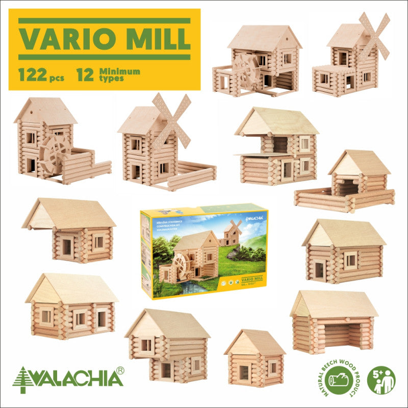 Set constructie arhitectura Vario Mill, 122 piese mari din lemn, Walachia [ps:be5c013a-d92a-44bd-b743-107efc6b9aa8]