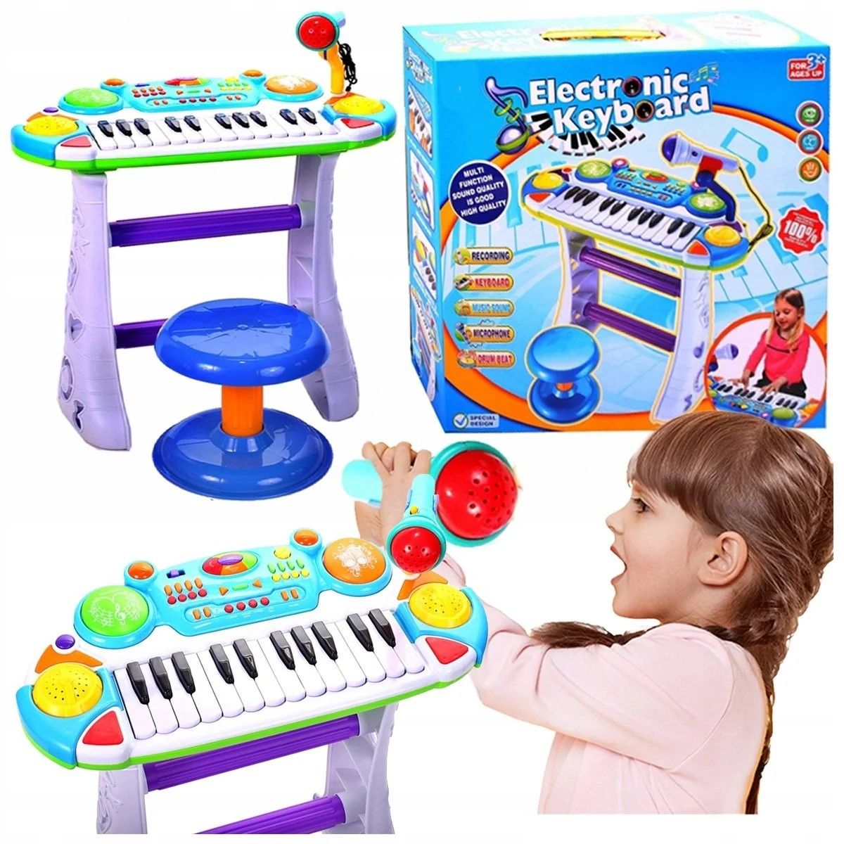 INSTRUMENT MUZICAL PIANINA ELECTRONICA MALPLAY CU SCAUN - Imagine 6