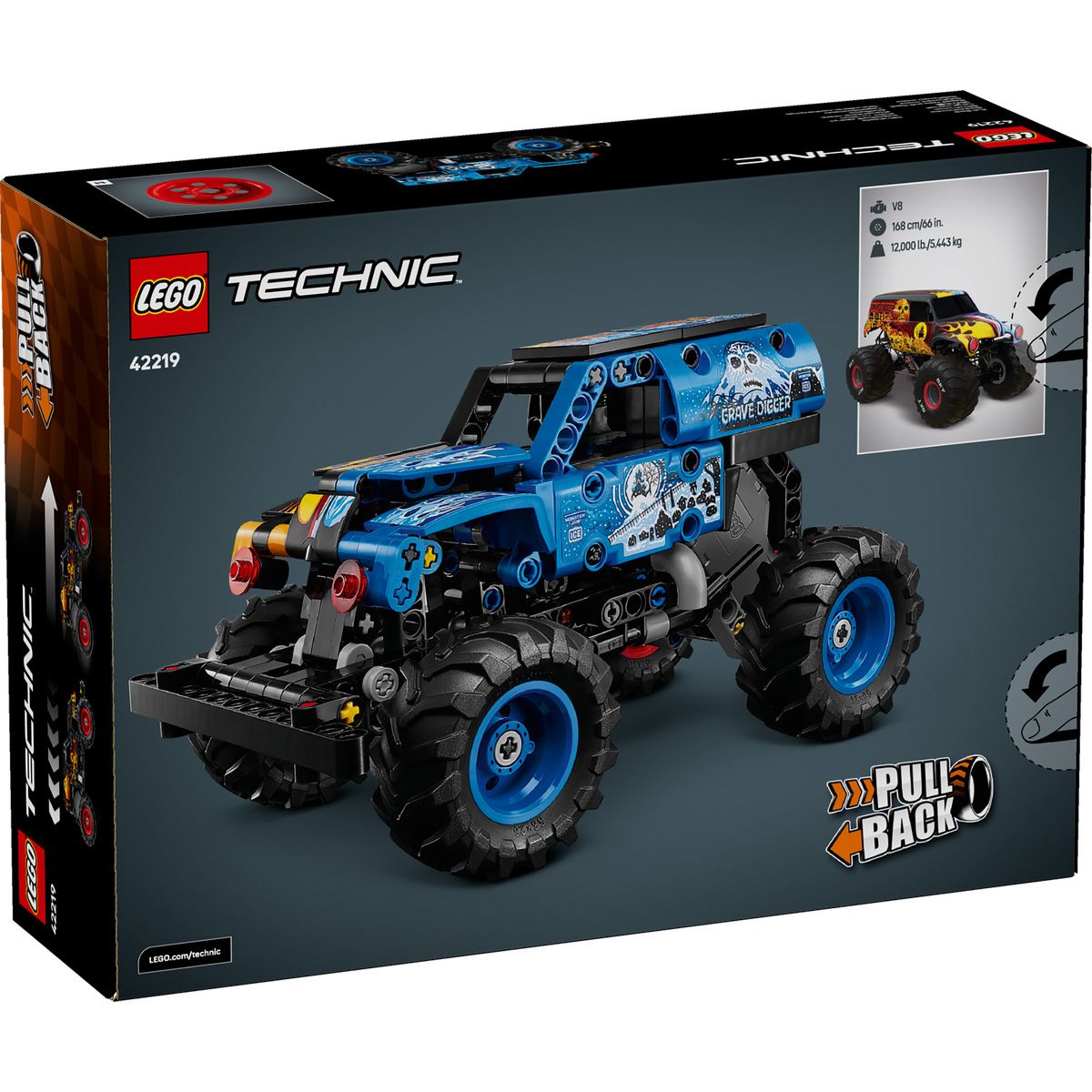 LEGO TECHNIC MONSTER JAM GRAVE DIGGER FOC SI GHEATA 42219 - Imagine 6