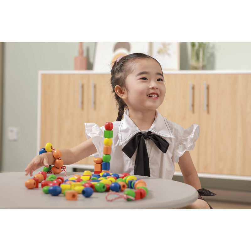 Set 90 de margele din lemn de insirat, Viga [ps:9f051bc8-a3ad-4d03-9d15-d65655f242bb]