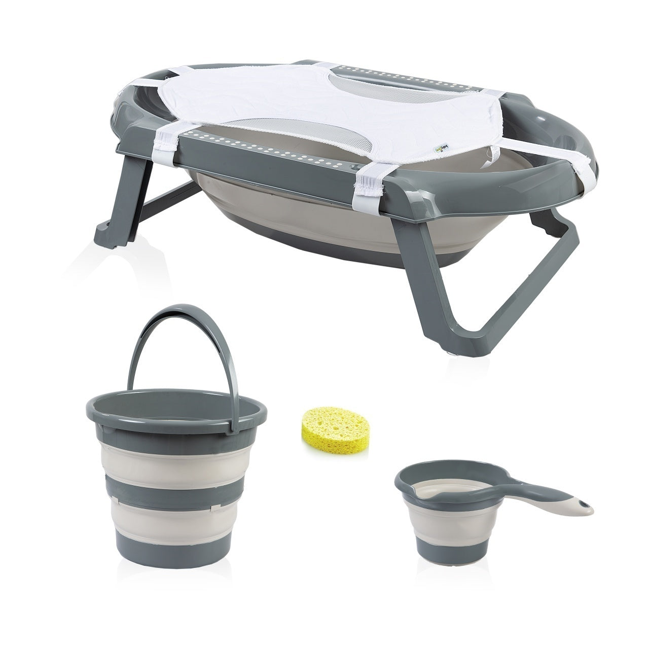 Set cadita pliabila de baie Babyjem, 5 piese, turcoaz - Antracit