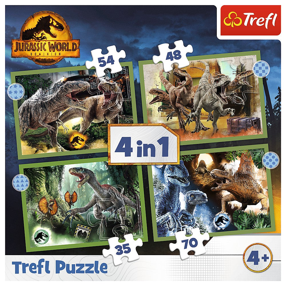 PUZZLE TREFL JURASSIC WORLD 4IN1 IN LUMEA DINOZAURILOR - Imagine 6