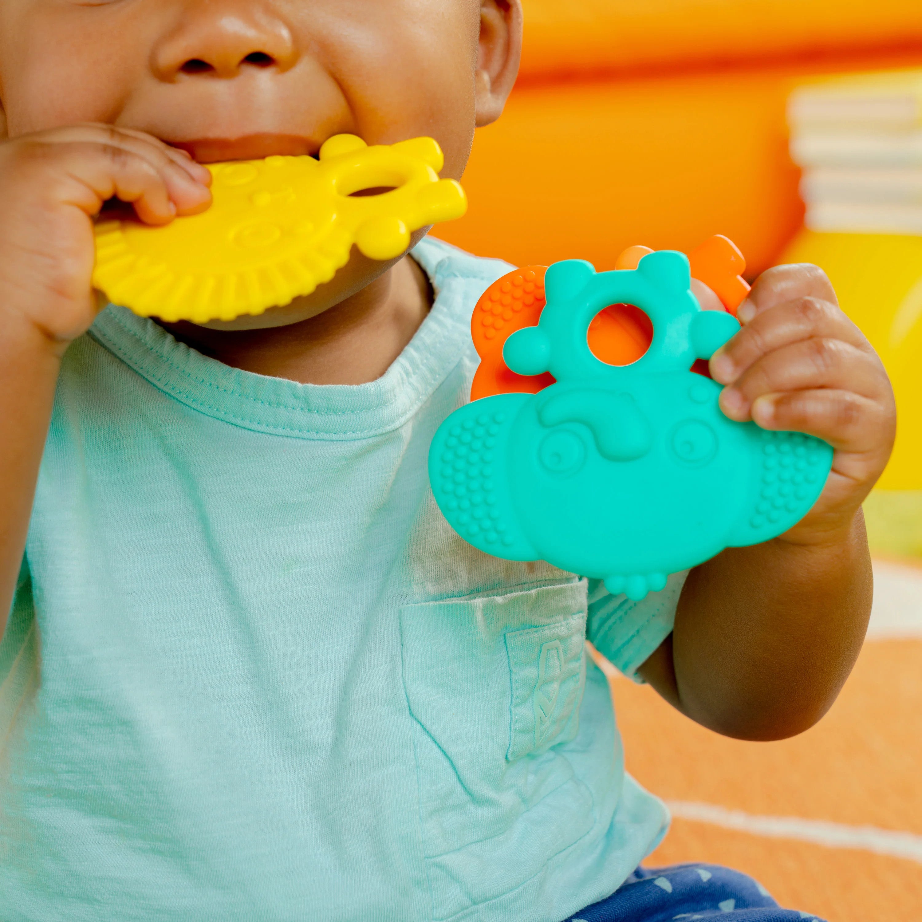 Set 3 Jucării Dentiție Bright Starts Juicy Chews - Fructe - Elefant, Leu, Maimuta (6) [ps:f5397b62-70cc-4f11-8f7d-060a89deff2a]
