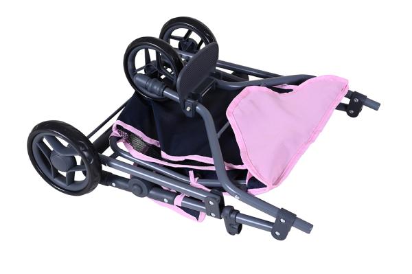 Carucior pentru doua papusi, Knorr Toys, Duo, maner reglabil pe inaltime, 64 x 48 x 55 cm, 3 Ani+, Jeans Grey - Imagine 6 [ps:65c36ed1-8c5e-4fe7-95fb-78e9ce3381e7]