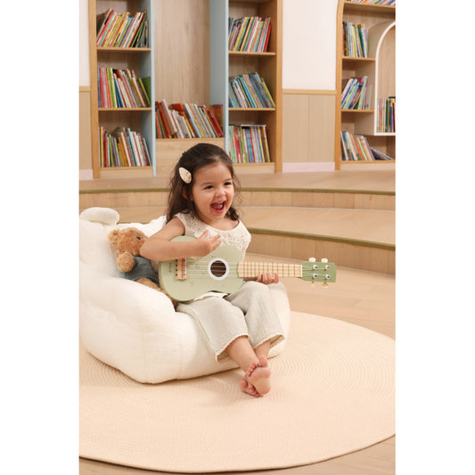 Ukulele verde din lemn pentru copii, jucarie muzicala Montessori [ps:48694643-126e-4a05-85fc-0ec5441698df]