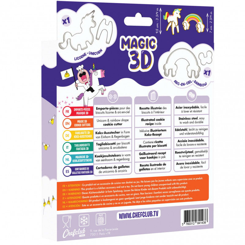 Set de forme de biscuiti Unicorn si Curcubeu 3D, Chefclub kids [ps:05fe5fc5-8c72-4f49-bd7c-9fc081e70ea7]