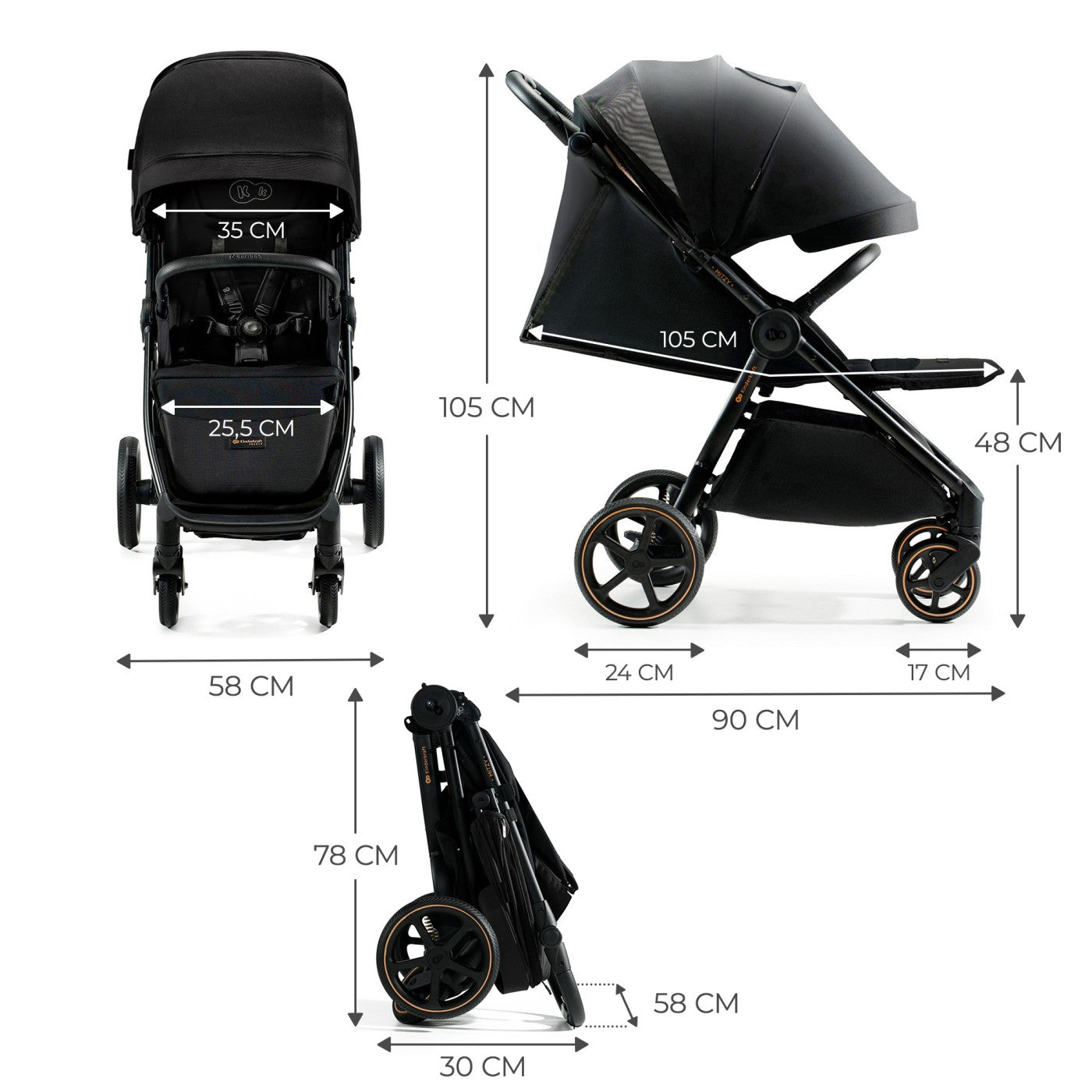 CARUCIOR SPORT, ULTRA COMPACT, KINDERKRAFT MITZY, 0-22 KG, BLACK INK [ps:882c15a5-7b85-417f-8f21-96132b036661]