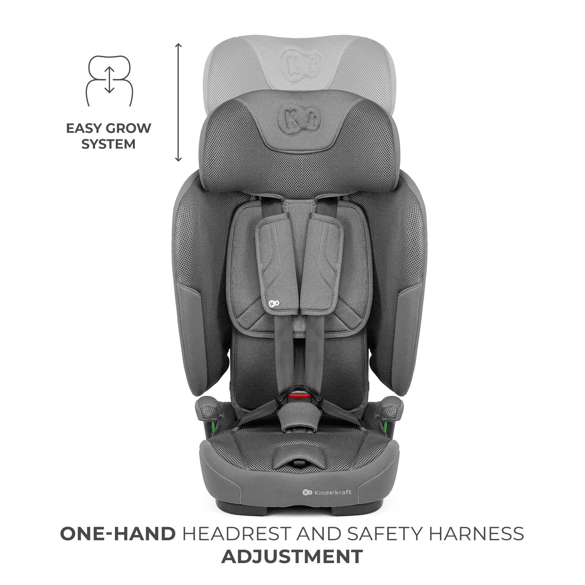SCAUN AUTO KINDERKRAFT FIX2GO 76-150 CM, GREY - Gri