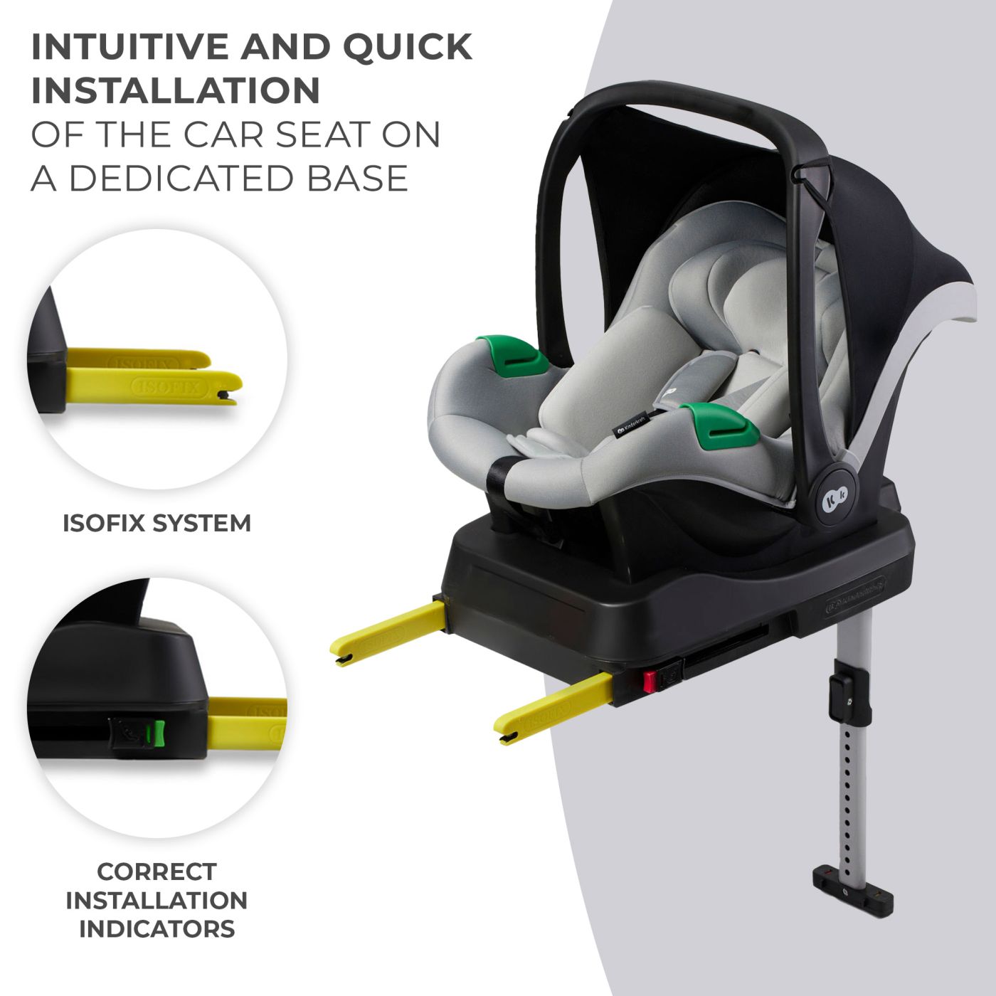 SCOICA AUTO KINDERKRAFT MINK PRO I-SIZE 40-75 CM + BAZA - Gri