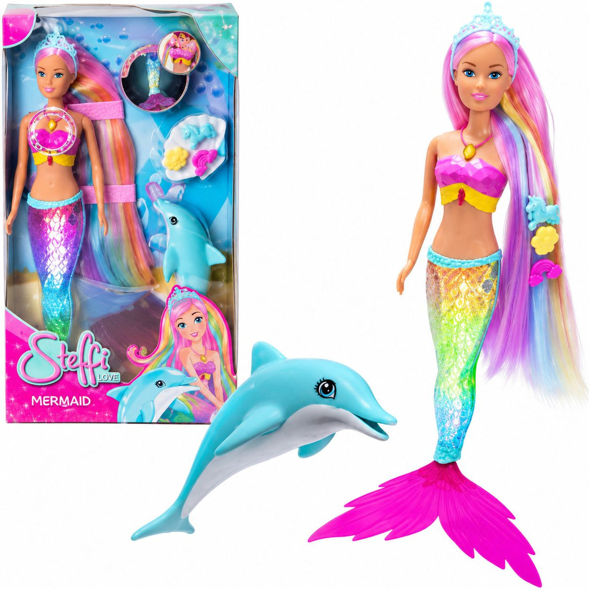 Papusa Steffi Sirena cu Coada Curcubeu si Delfin - Simba - Default Title (6) [ps:9d9d7731-7b2e-40d9-8290-ca6fa1cbd7ba]