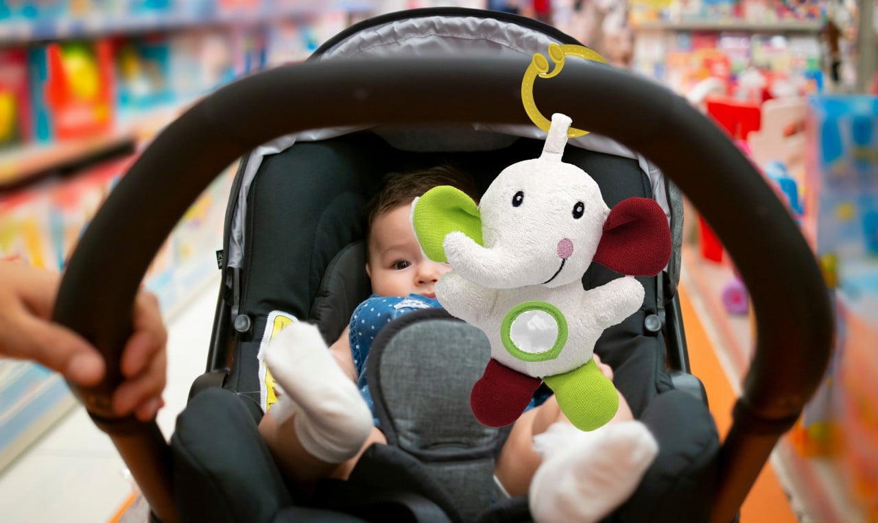 Jucarie cu vibratii pentru bebelusi BabyJem, Elefantel din plus, 6 luni+ (Culoare: Alb / Negru) [ps:a641b3bd-8aae-4e53-9c98-3cee85ef1688]