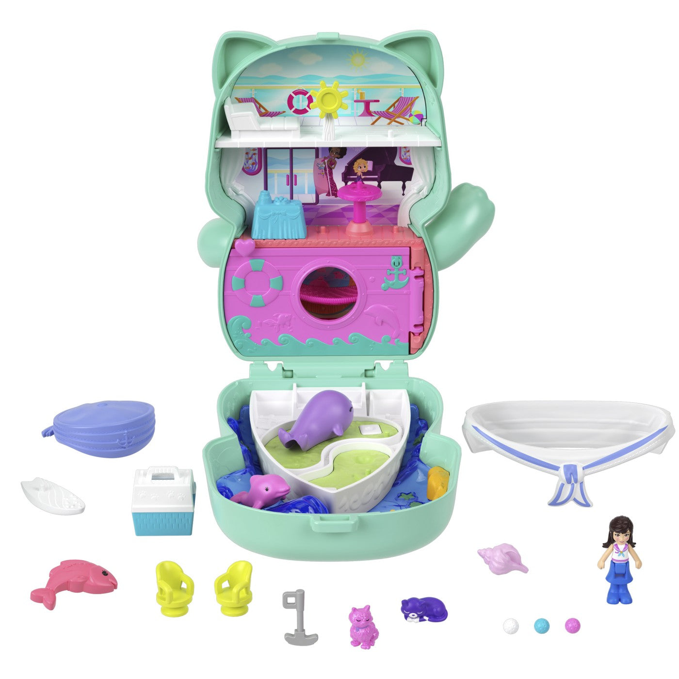 POLLY POCKET SET GENTUTA ANIMALUT PISICUTA MARINAR CU - Imagine 6