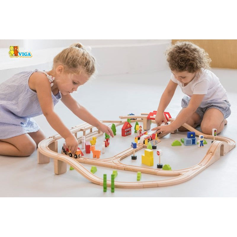 Set de trenulete din 90 de piese [ps:68df83e8-0a4b-449f-ad91-da6392d2df09]