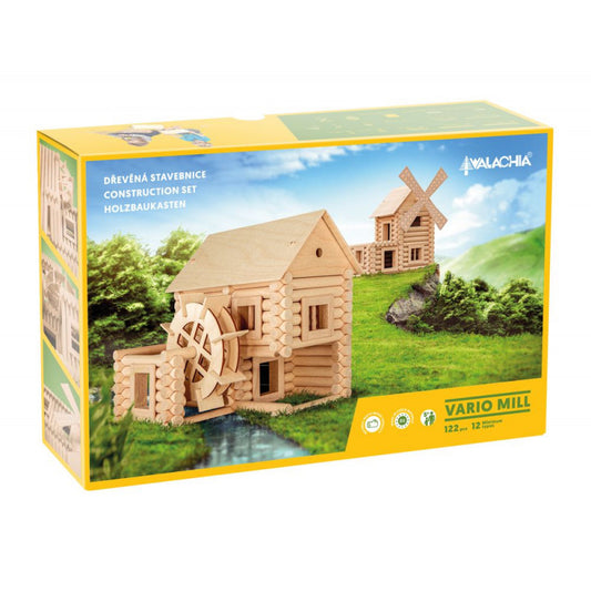 Set constructie arhitectura Vario Mill, 122 piese mari din lemn, Walachia [ps:899fdd85-7307-47a1-b9b6-cc3face324b0]