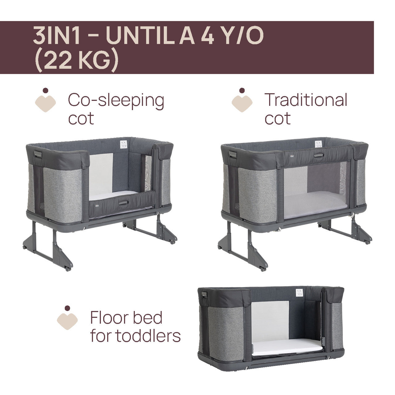 Patut atasabil Chicco Next 2 Me Forever, 3 in 1, - Rice (Gri) (6) [ps:46452cd1-4374-49b5-a53e-a036d70e2189]