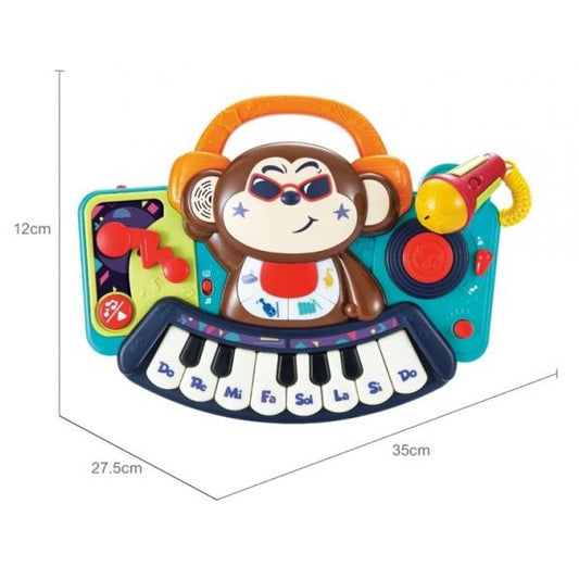 PIANINA BEBE MAIMUTICA DJ CU LUMINI SUNETE SI MICROFON - Imagine 6