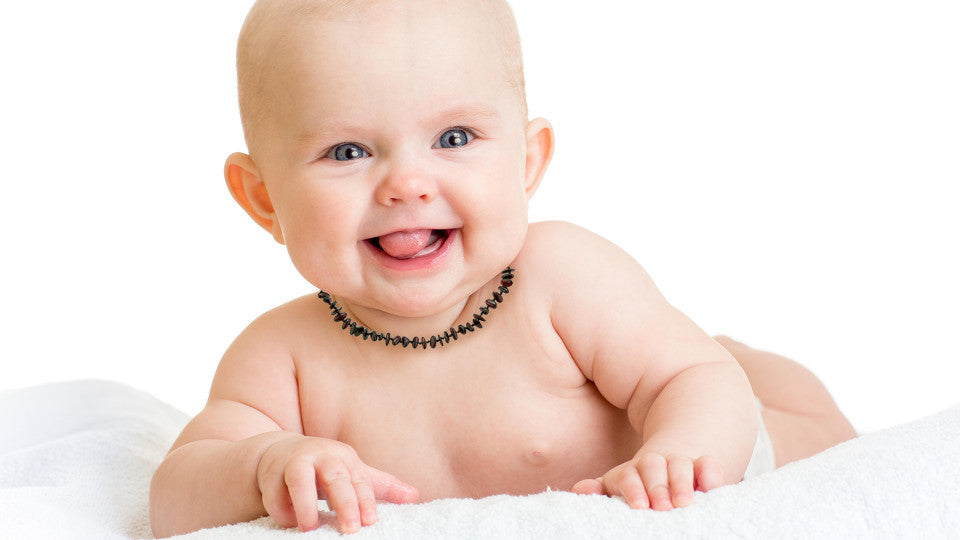 Colier din chihlimbar pentru copii BabyJem (Culoare: Verde) - Imagine 6