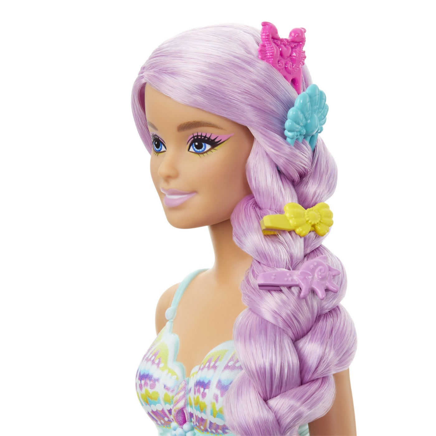 BARBIE PAPUSA SIRENA CU PAR MOV SI COADA ROZ Mattel - Imagine 6
