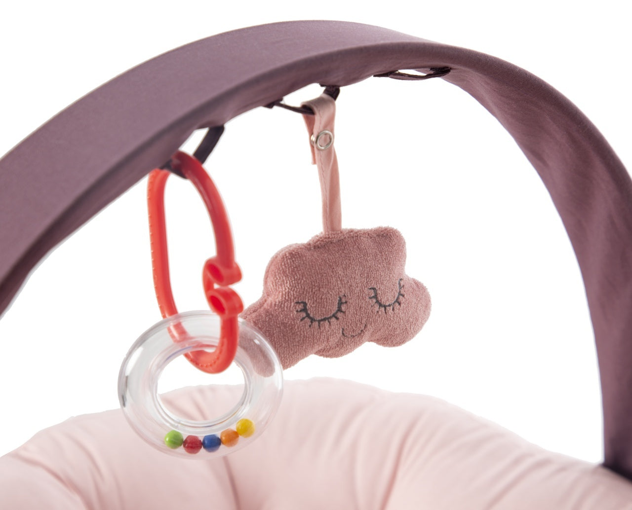 Babynest cu bara de jucarii, BabyJem, gri - Somon [ps:2a0744c4-a196-4c50-968e-4c3607b1c6a4]
